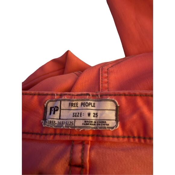 New Free People Women's Tangerine Orange Skinny Leg Cut Jeans Size 25 - Picture 7 of 16